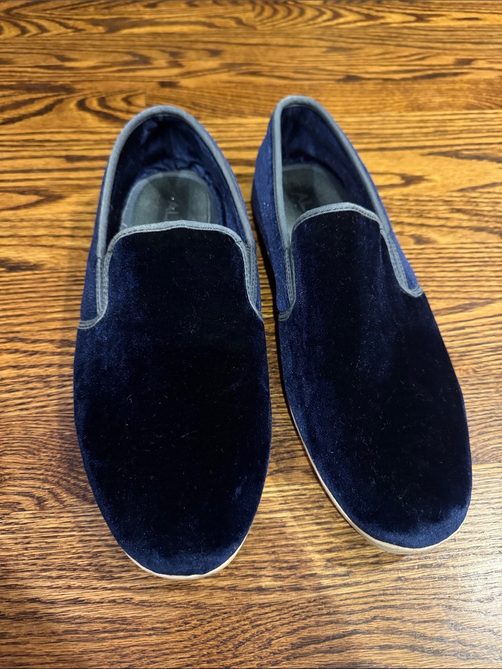 Aldo navy velour slip on flats. Size 12.